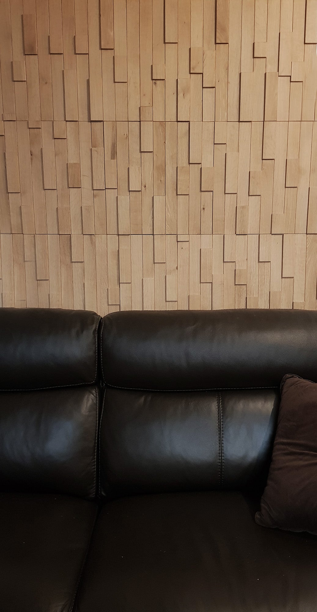 3D panels in oak mosaic wall cladding sculptural tiles
