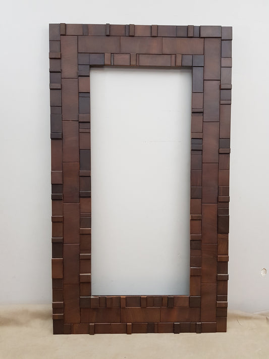statement mirror frame in end grain mahogany