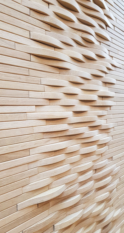 3d wavy pattern oak wall tile panel 