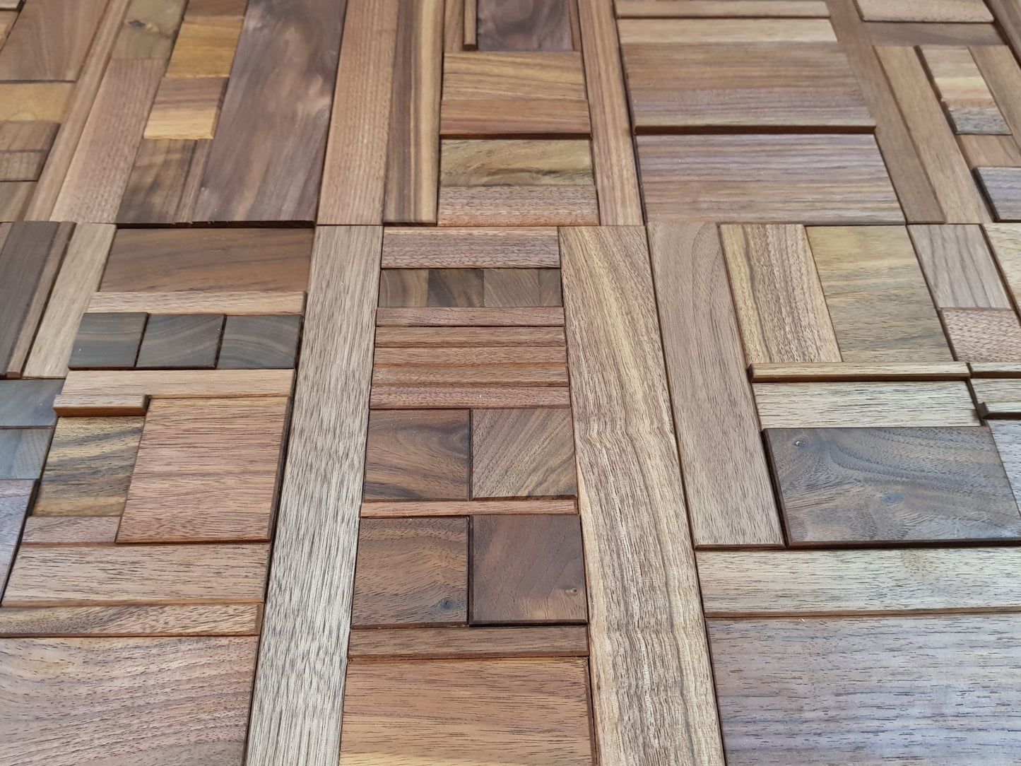 Black walnut wall tiles in true random pattern