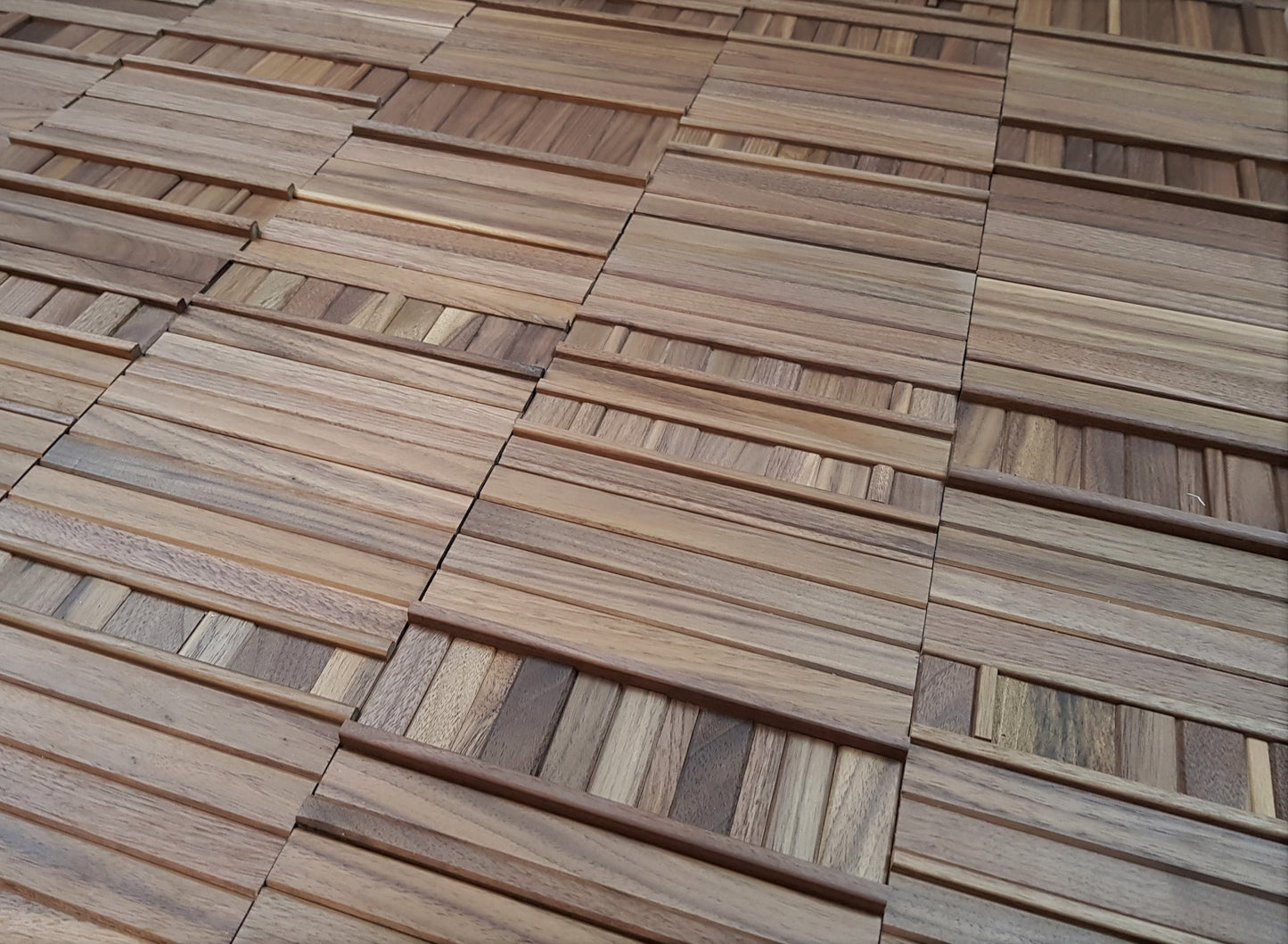 handmade 3d mosaic wooden wall tiles in walnut