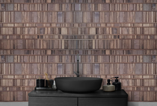 walnut mosaic wall panel