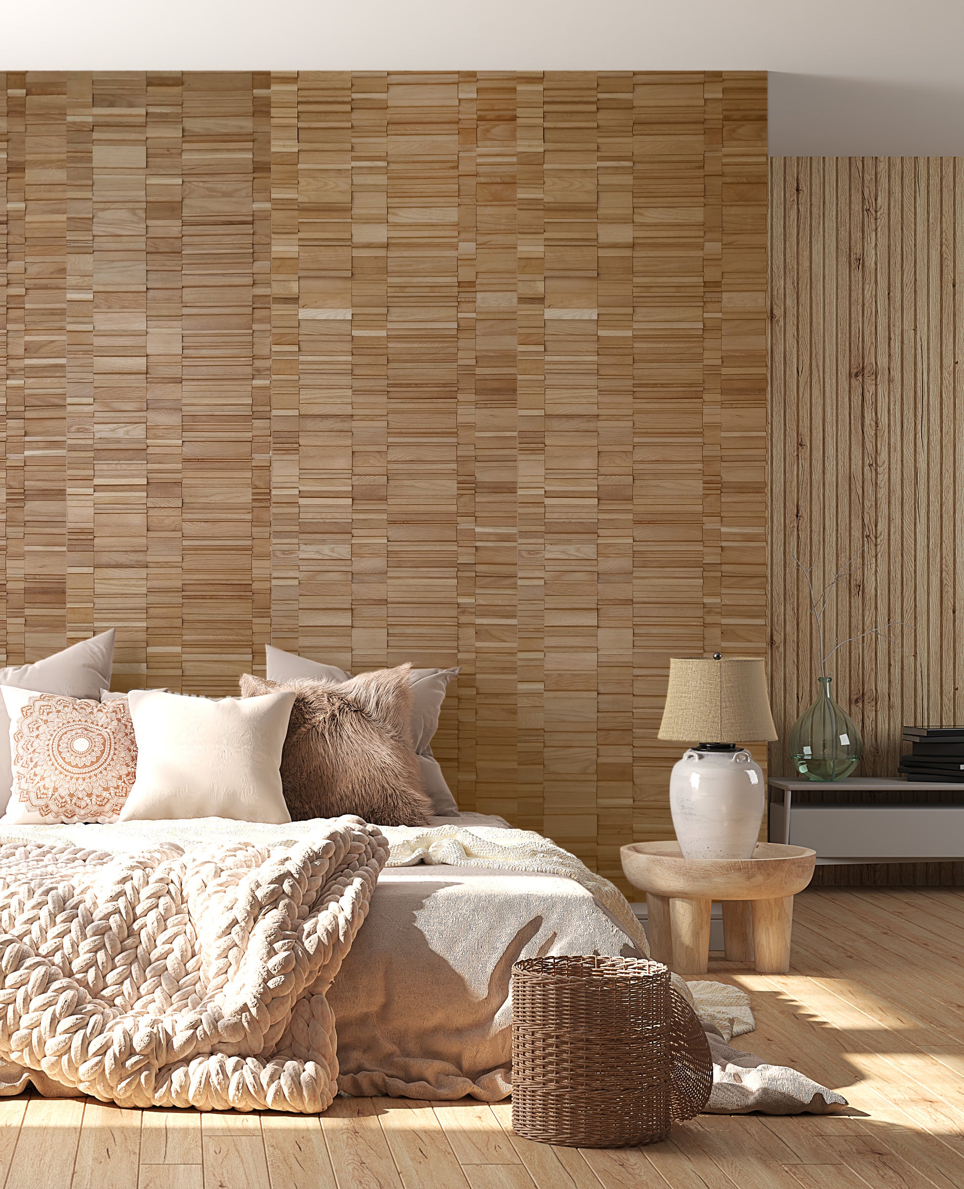 architectural wall tiles in oak for bedroom