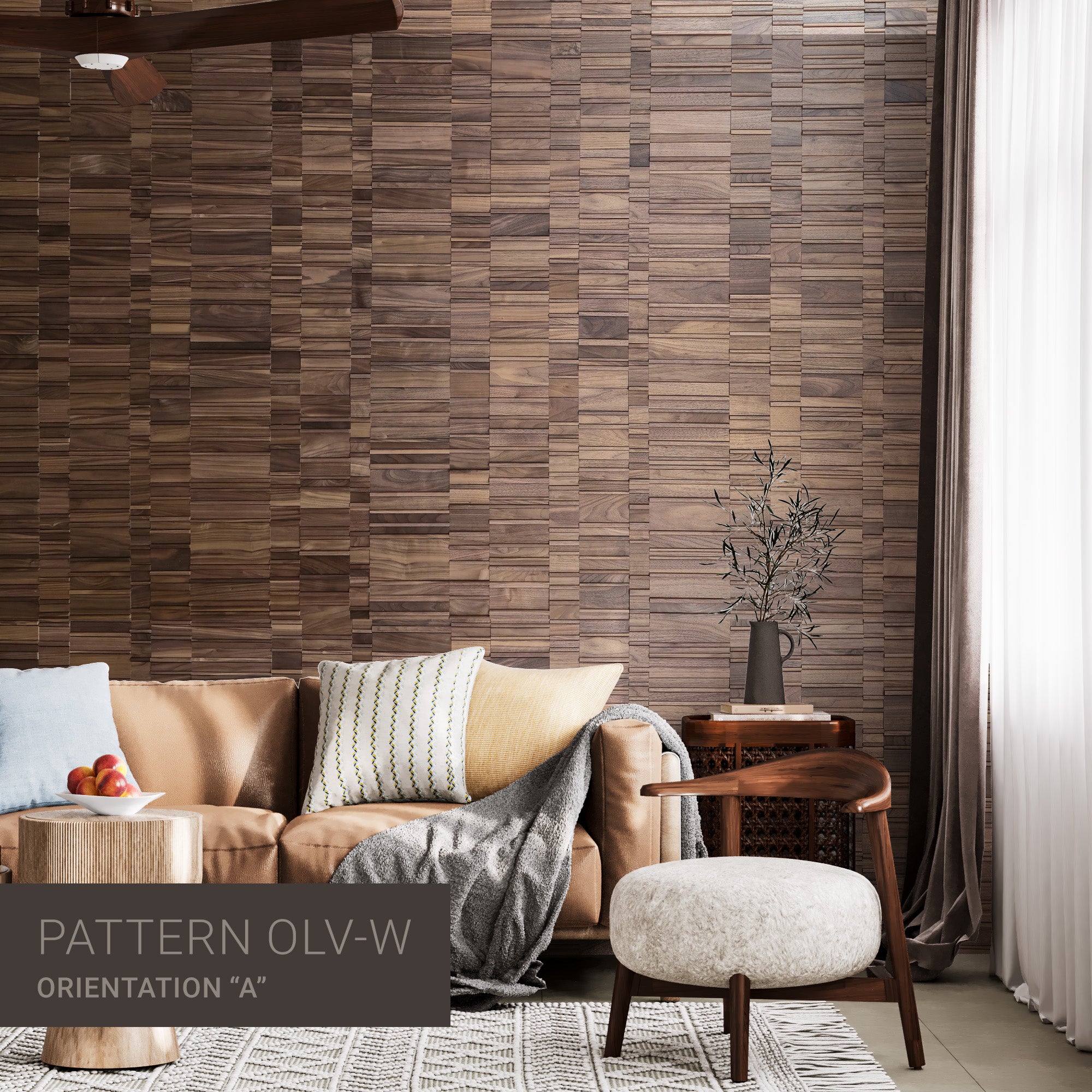 walnut wood wall panelling pattern olv-w