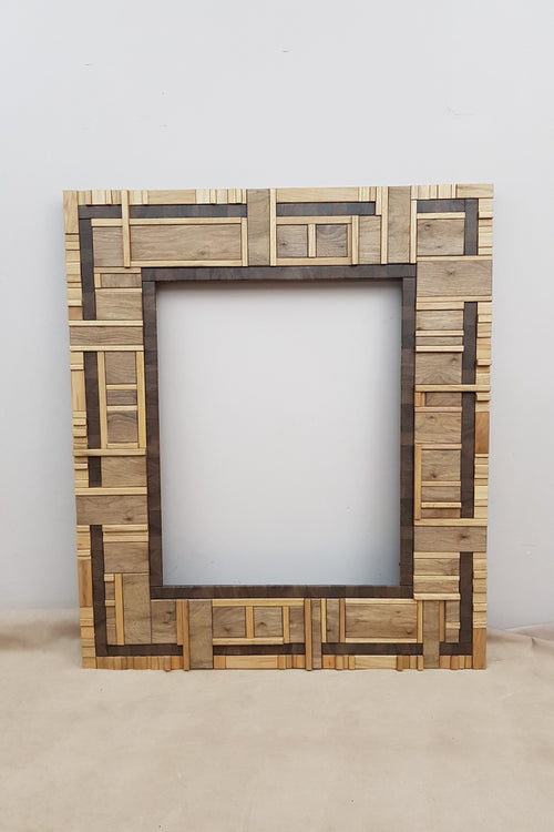 Centrepiece statement artwork mirror frame in walnut