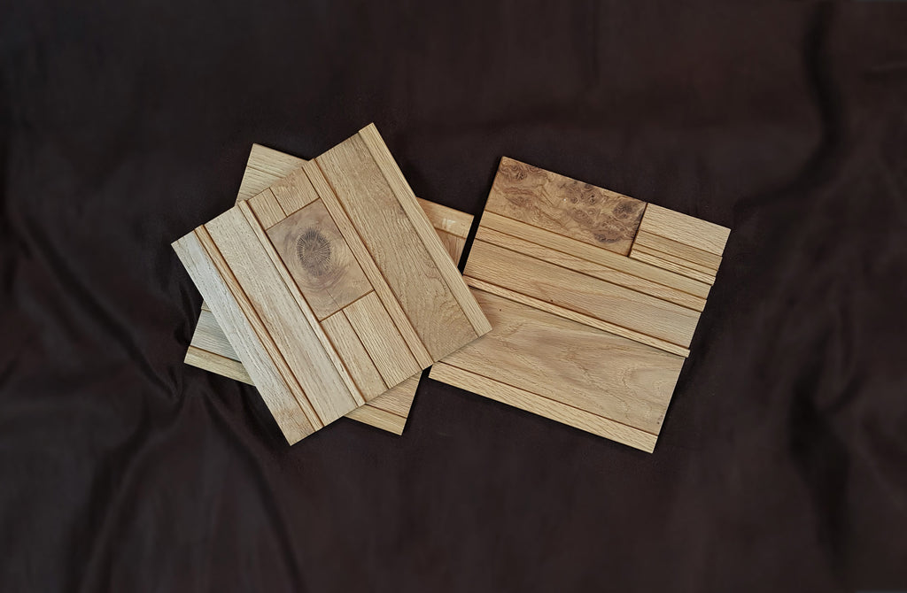 Mosaic wall panel in oak