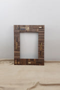 Handmade centrepiece statement mirror frame in walnut and brass