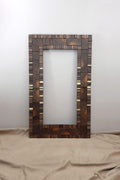 Mirror frame in end grain black walnut and brass