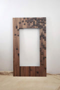 Mirror frame in straight and end grain black walnut