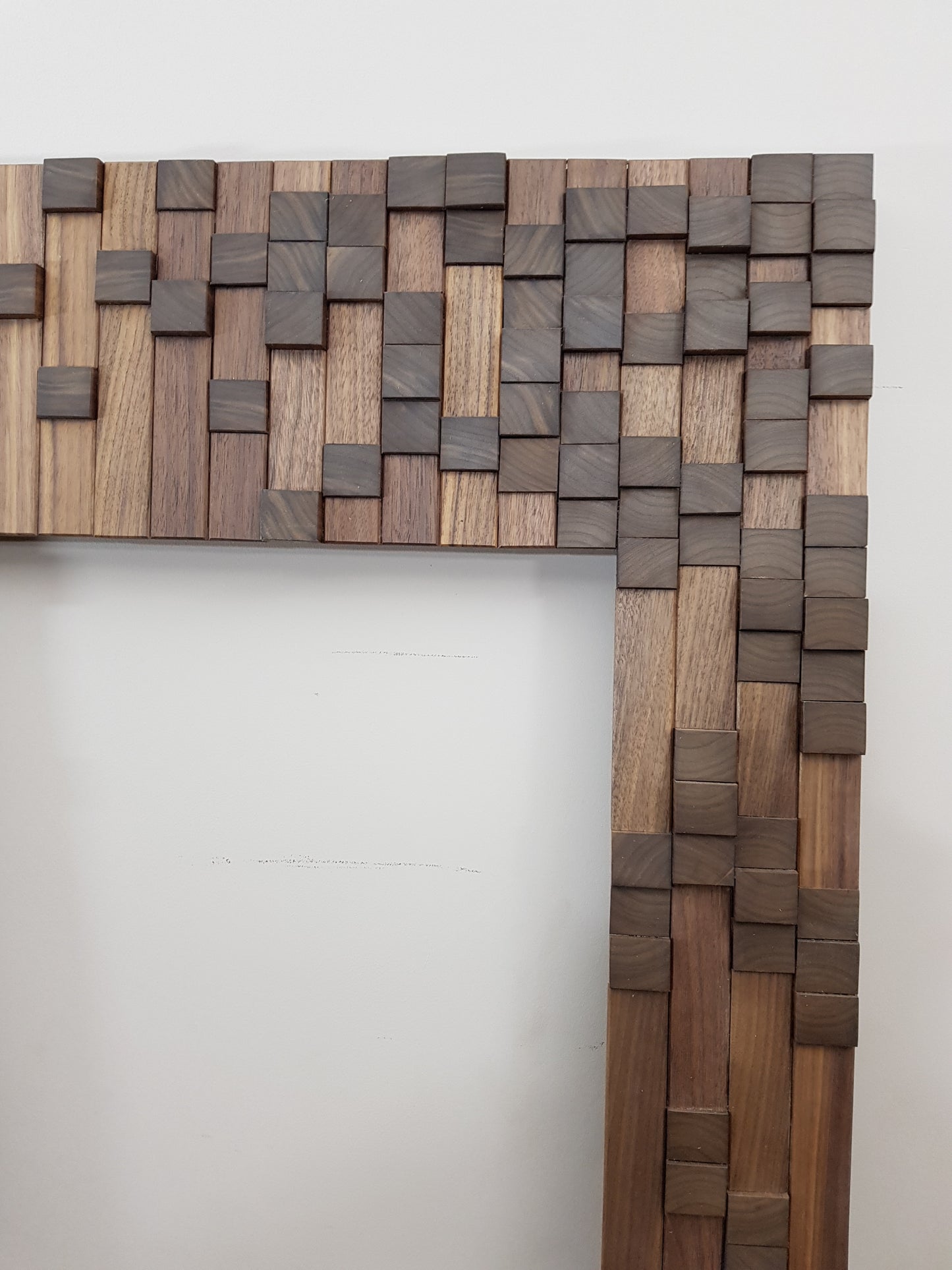 Mirror frame in straight and end grain black walnut
