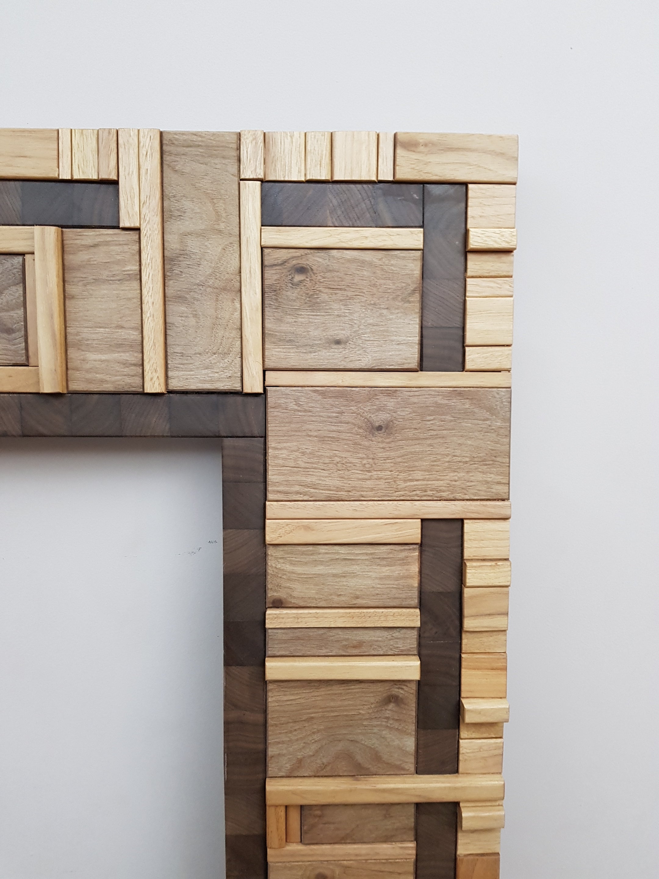 Centrepiece statement artwork mirror frame in walnut