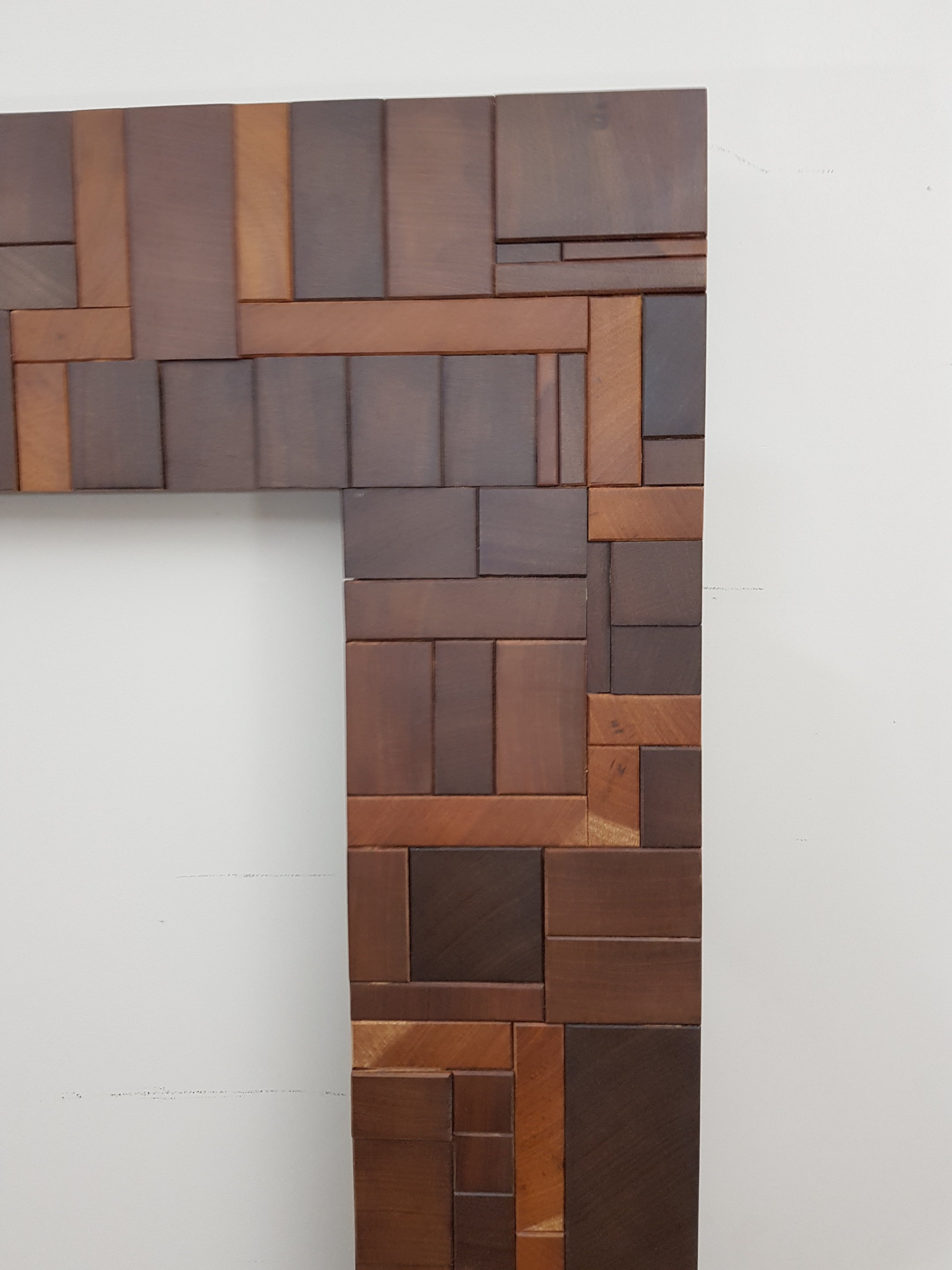 Statement artwork mirror frame in end grain mahogany