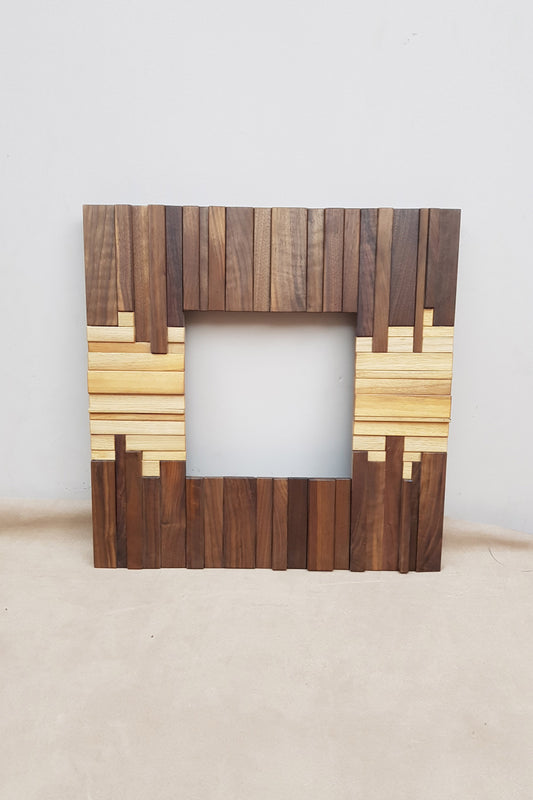 Handmade wooden mirror frame in walnut