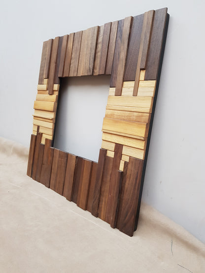 Handmade wooden mirror frame in walnut