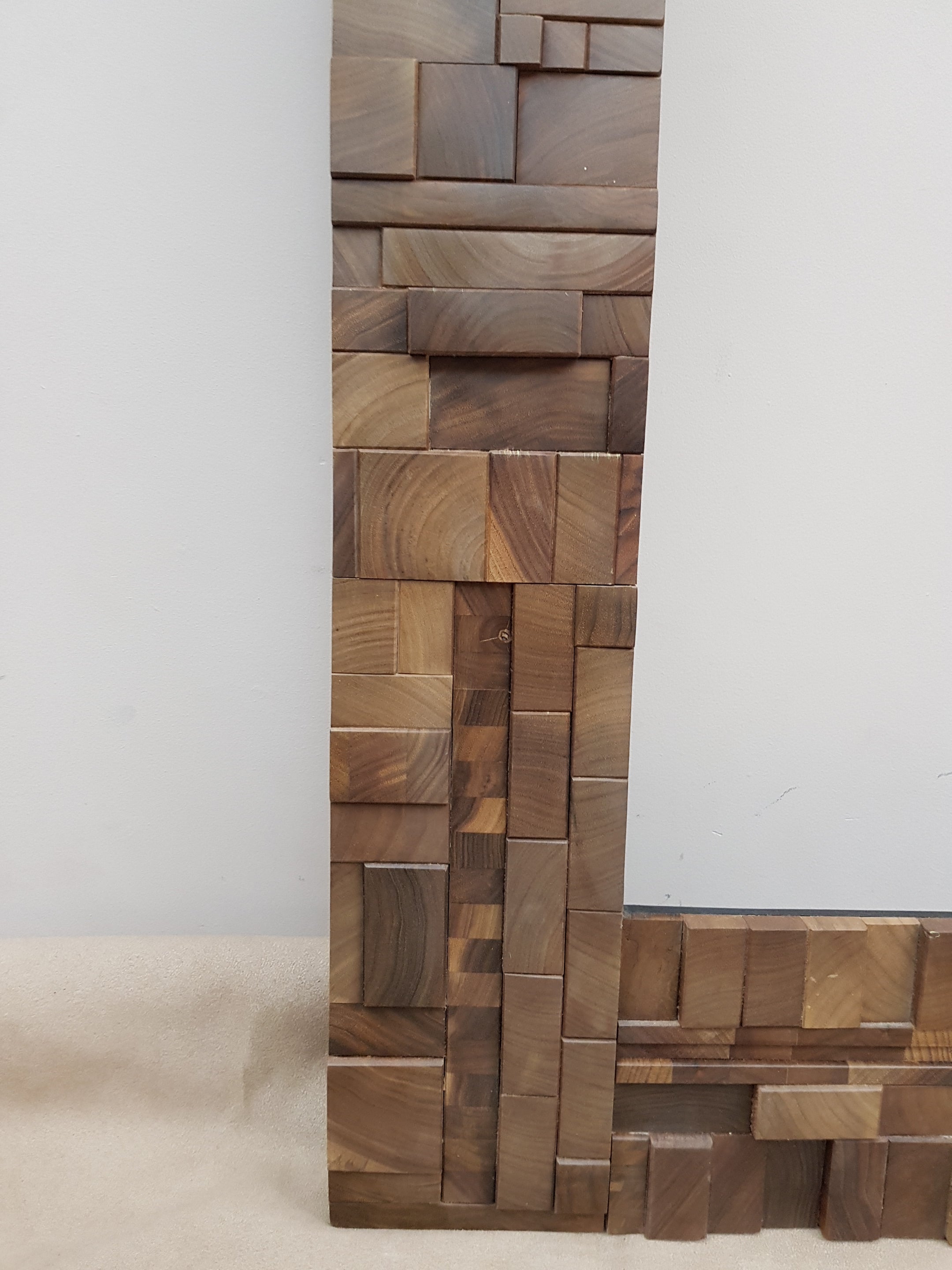 Statement mirror frame in end grain black walnut