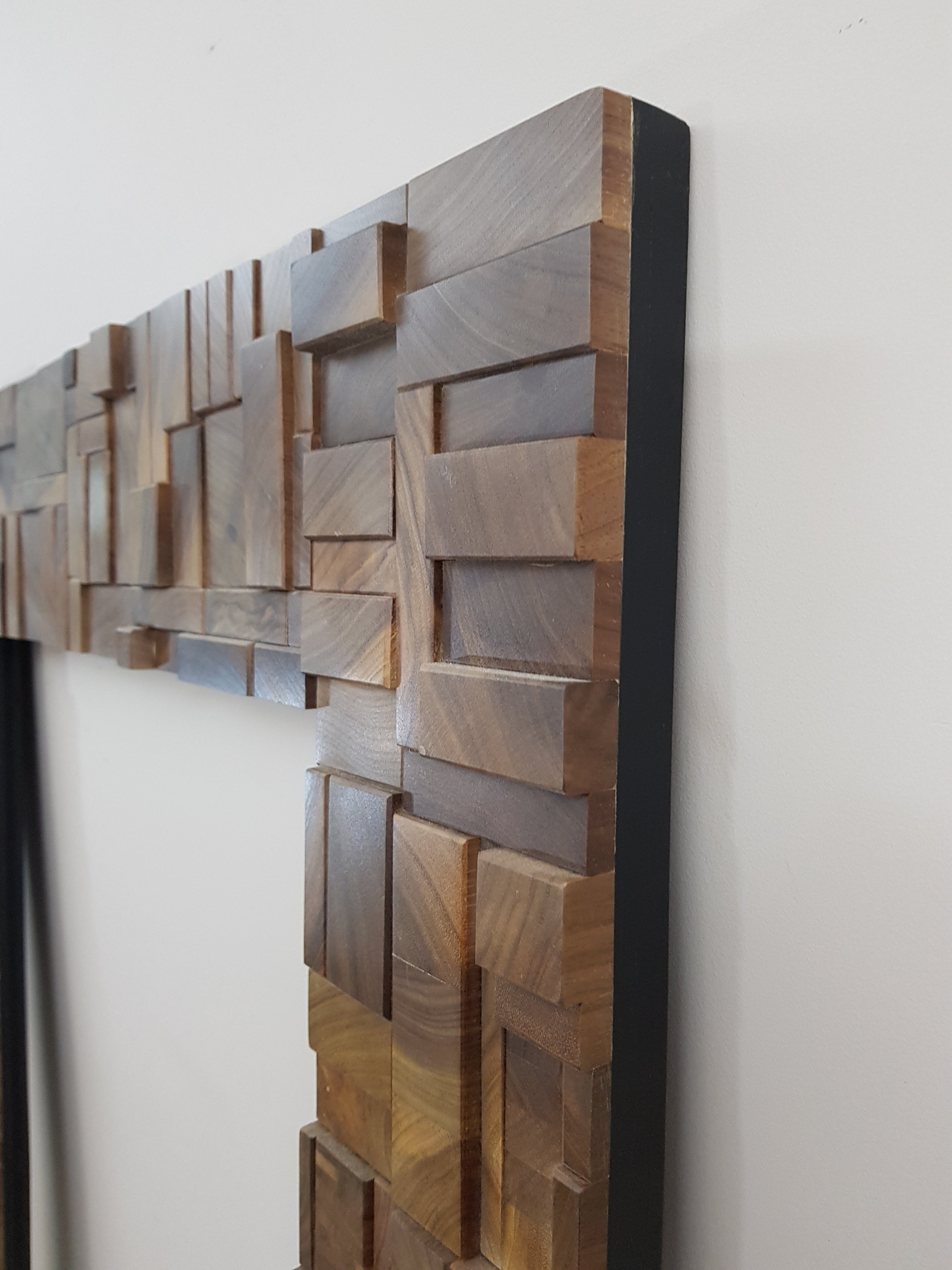 Statement mirror frame in end grain black walnut