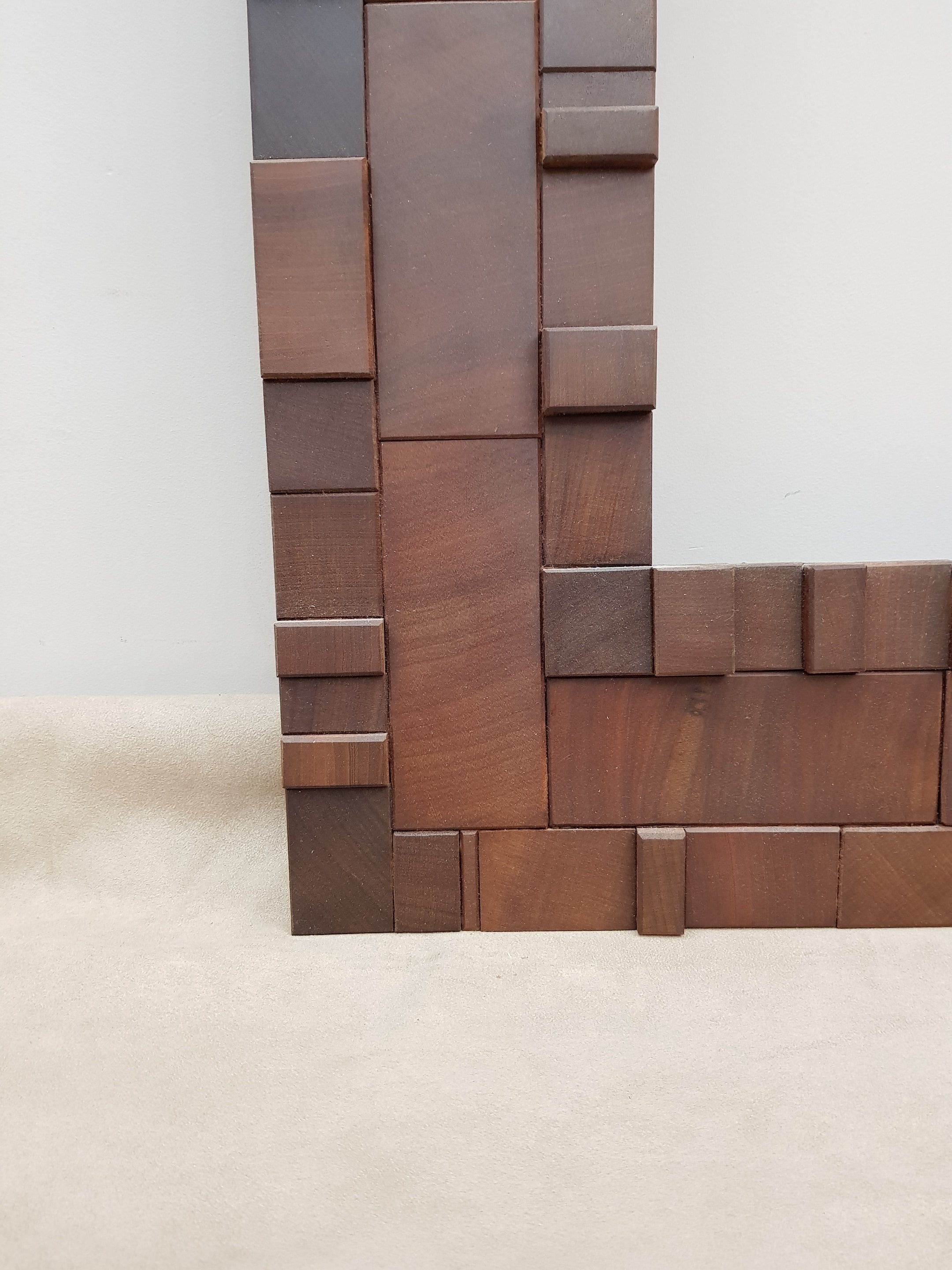statement mirror frame in end grain mahogany