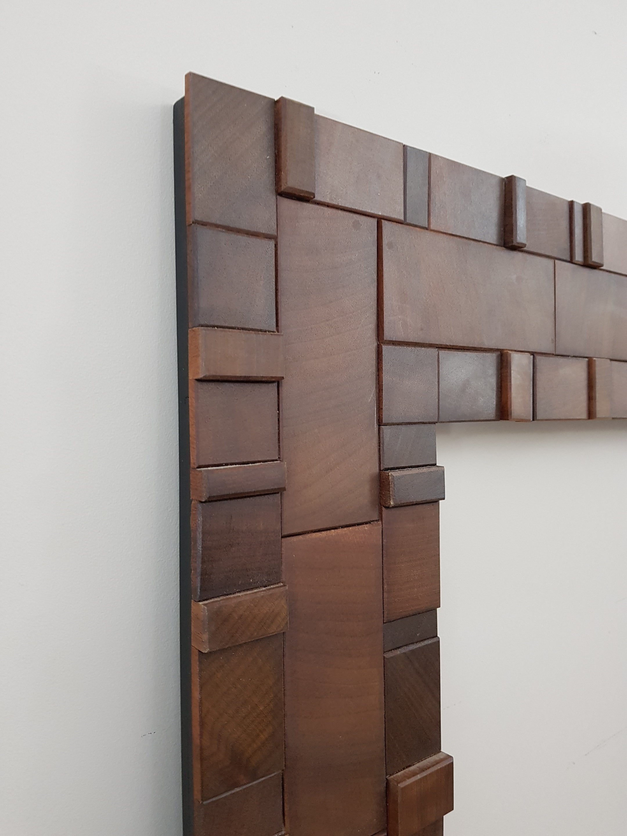 statement mirror frame in end grain mahogany