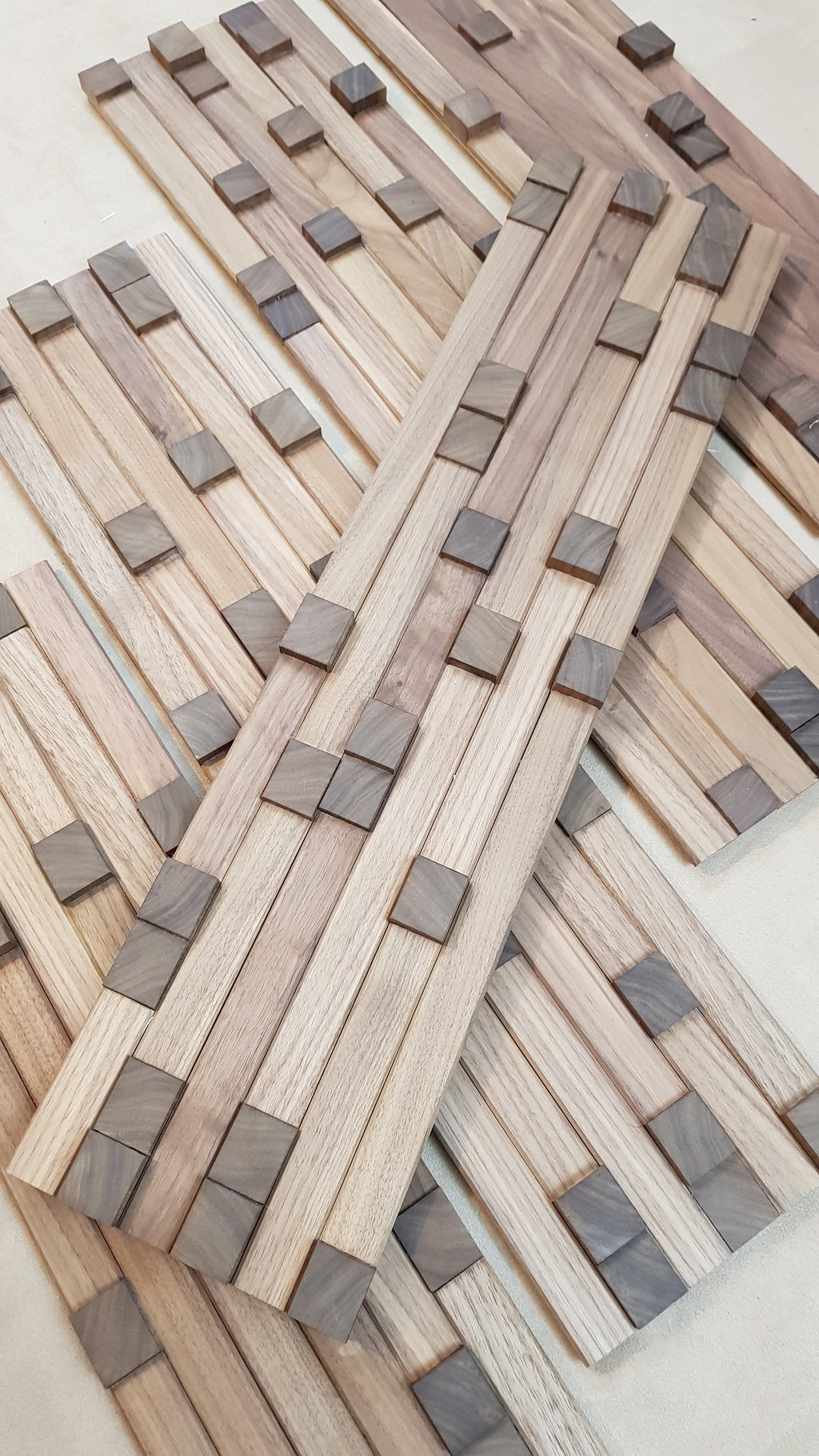 mosaic wall panel in walnut