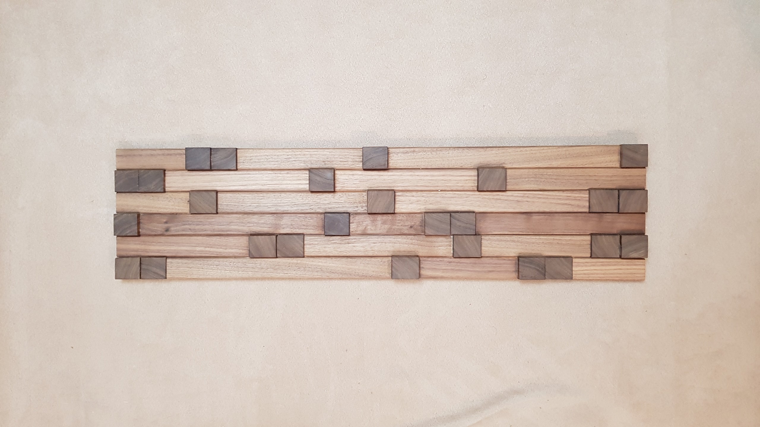 mosaic wall panel in walnut