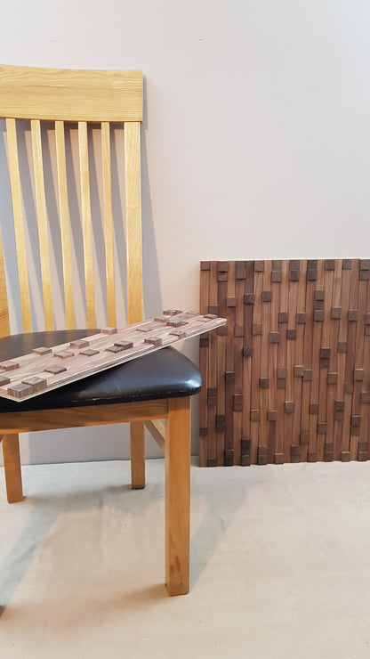 mosaic wall panel in walnut