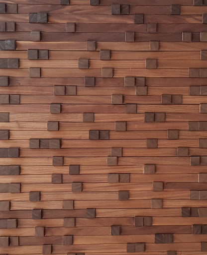 mosaic wall panel in walnut