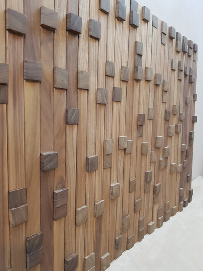 mosaic wall panel in walnut