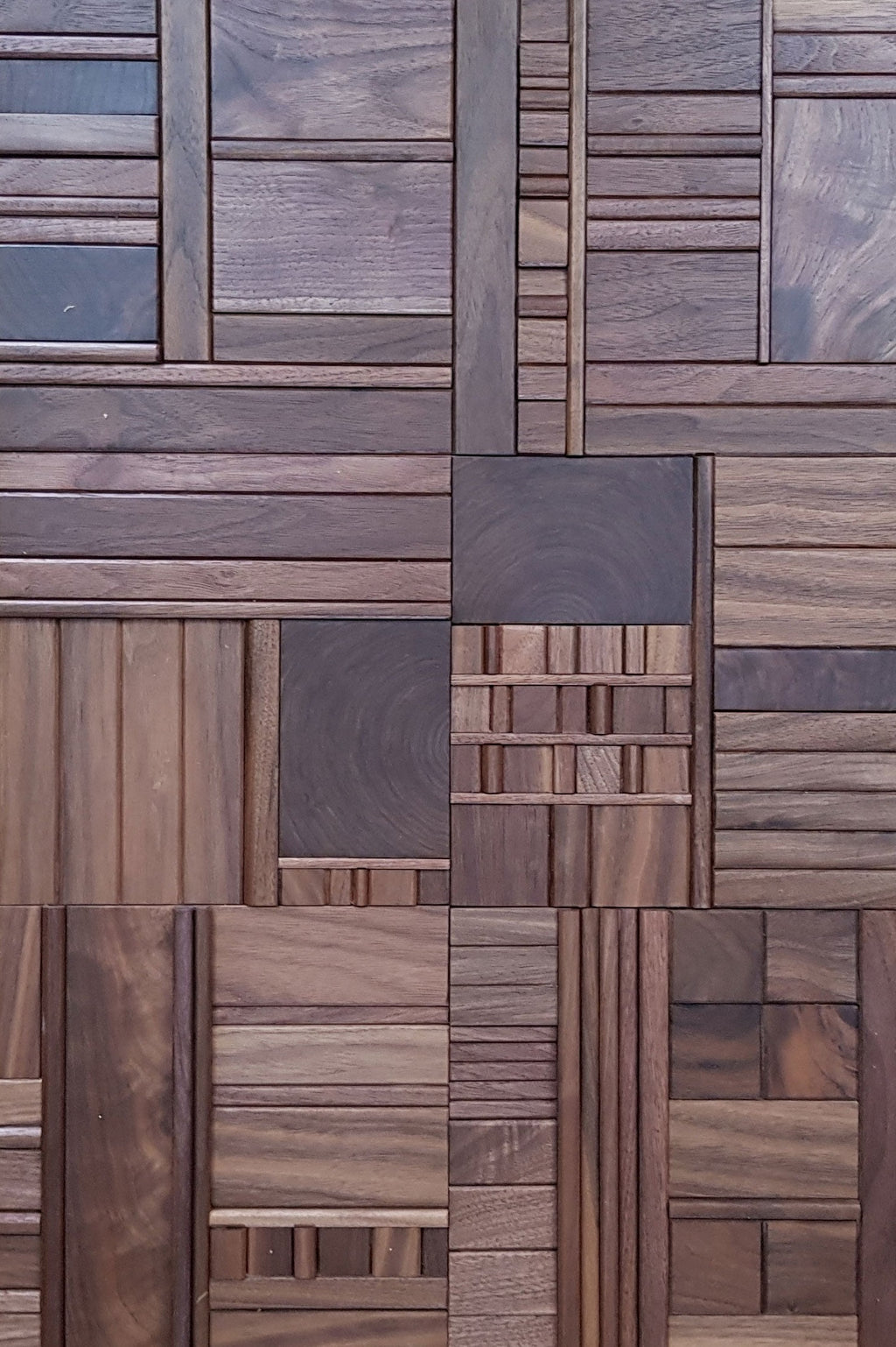 Black walnut wall tiles in true random pattern