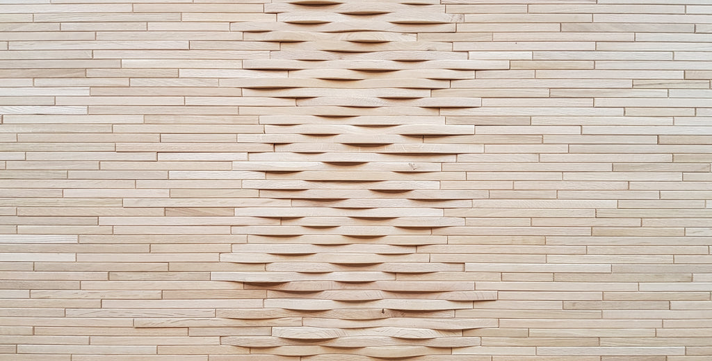 wooden 3d wall panel in oak horizontal orientation 