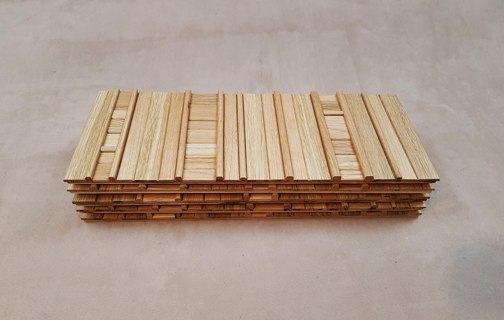 Custom made 3d mosaic wall tiles in oak