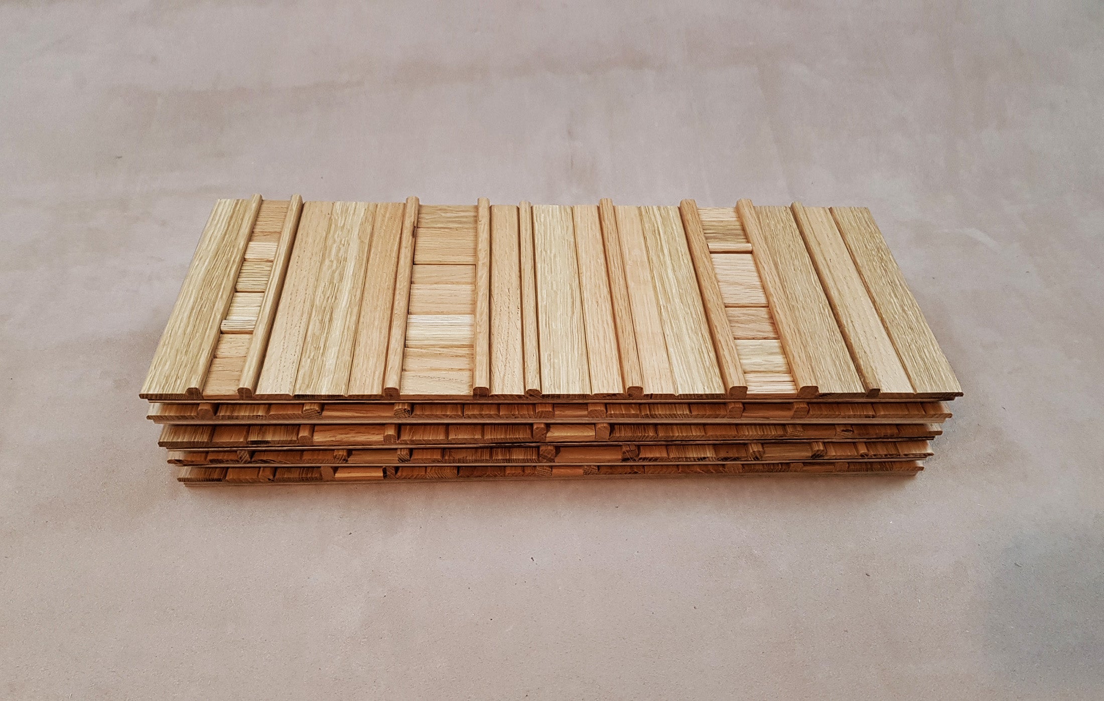 Custom made 3d mosaic wall tiles in oak