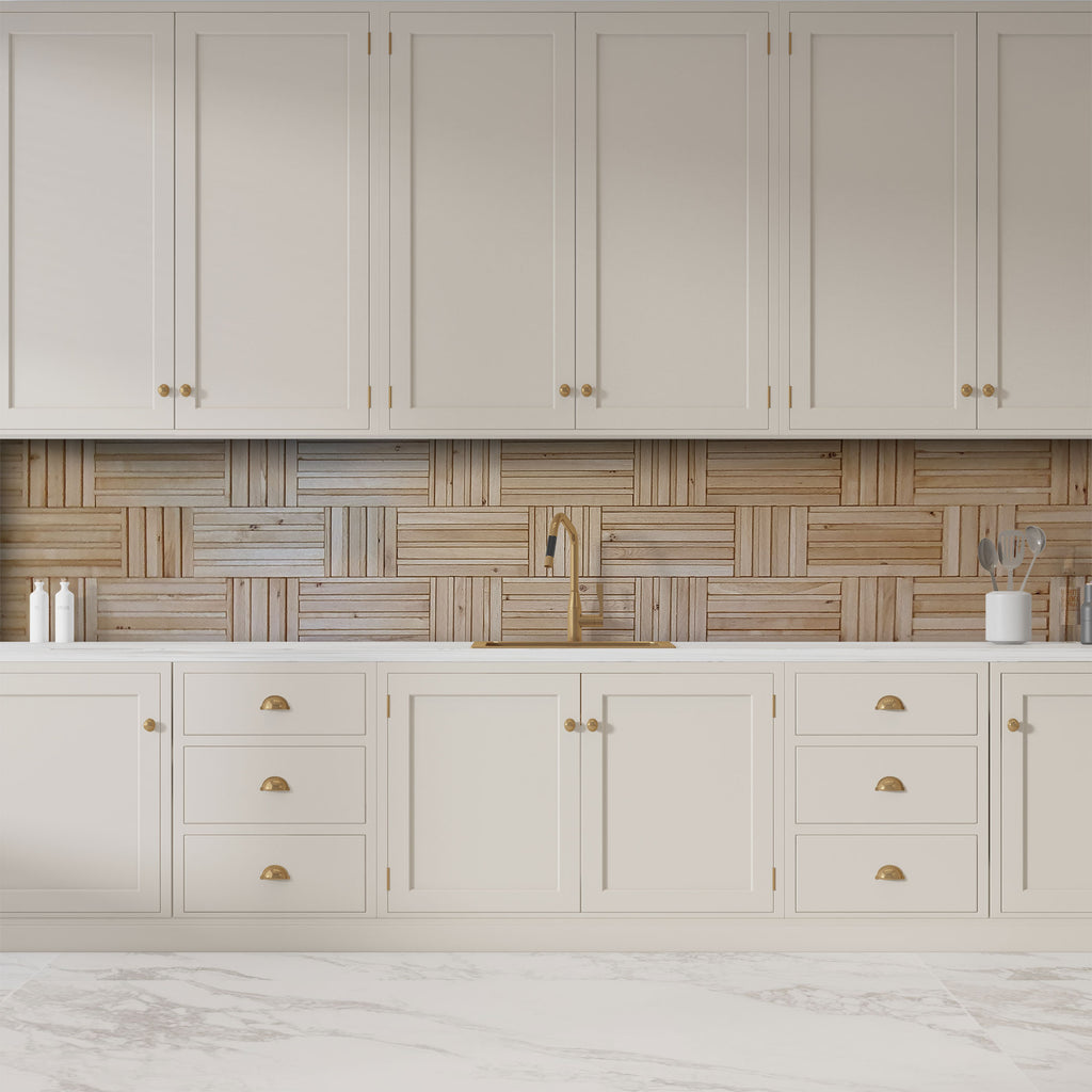 wooden kitchen splashback mosaic wood tile in oak