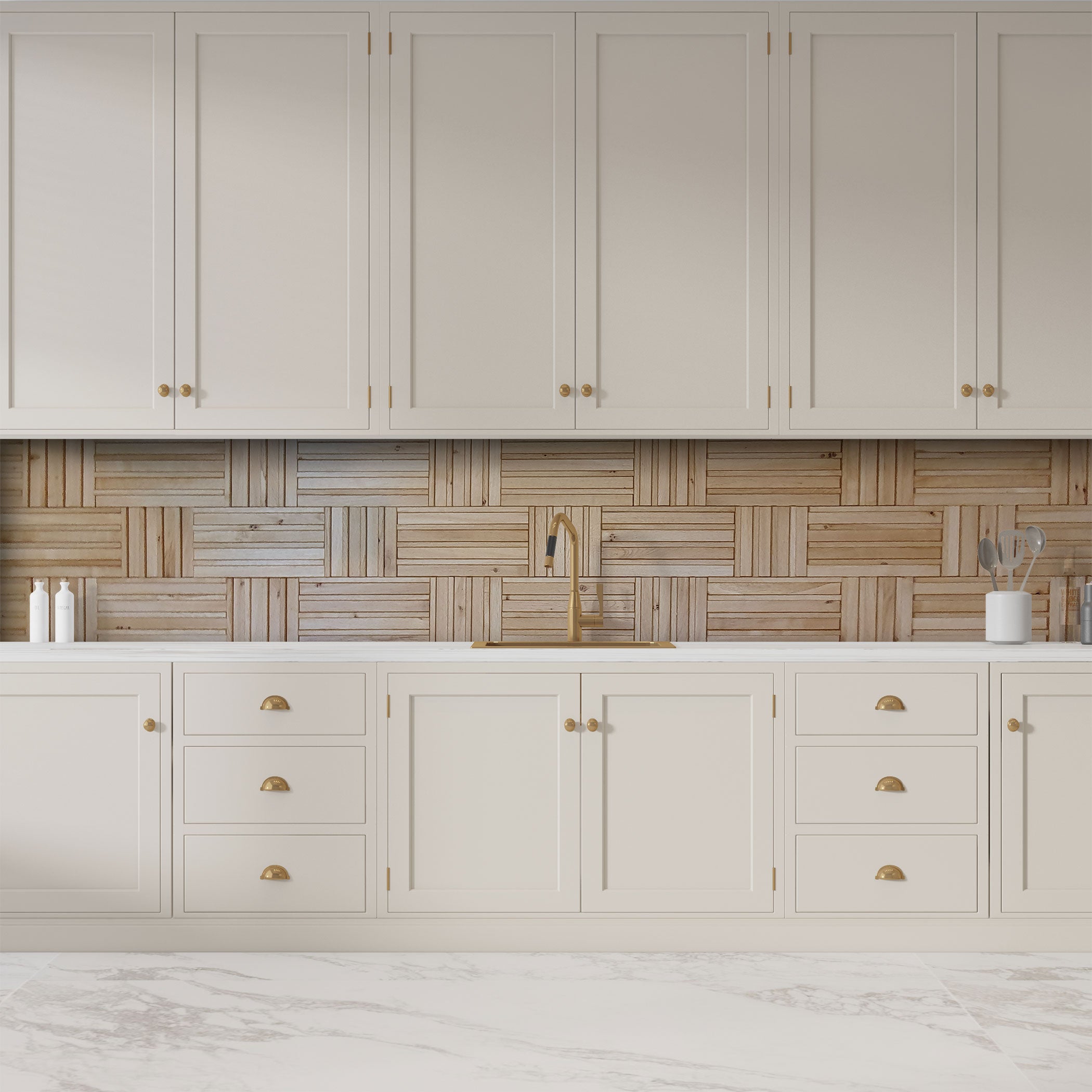 wooden kitchen splashback mosaic wood tile in oak