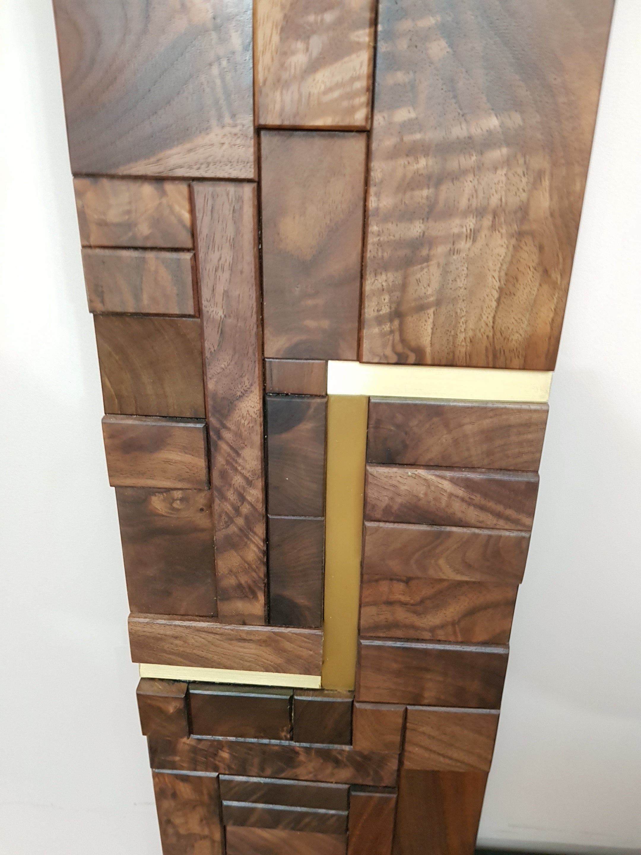 Large centrepiece statement mirror frame in figured walnut and brass