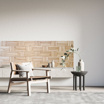 wooden wall panel woven pattern in oak