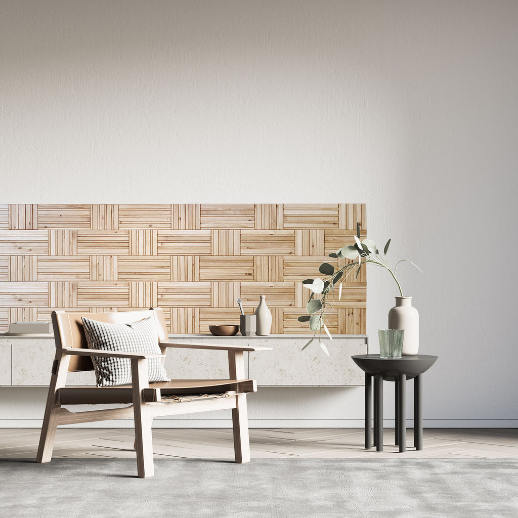 wooden wall panel woven pattern in oak