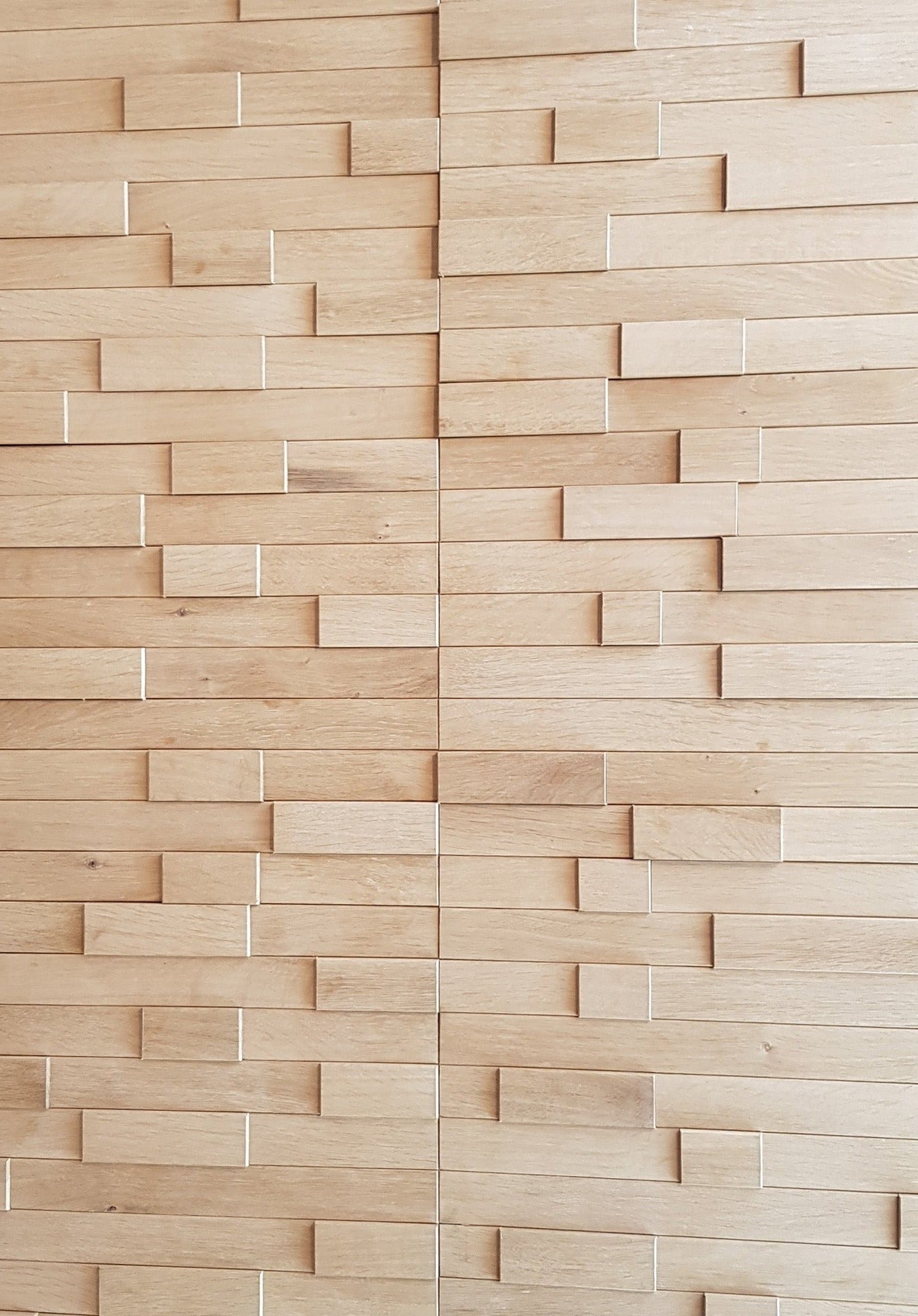3D panels in oak mosaic wall cladding sculptural tiles