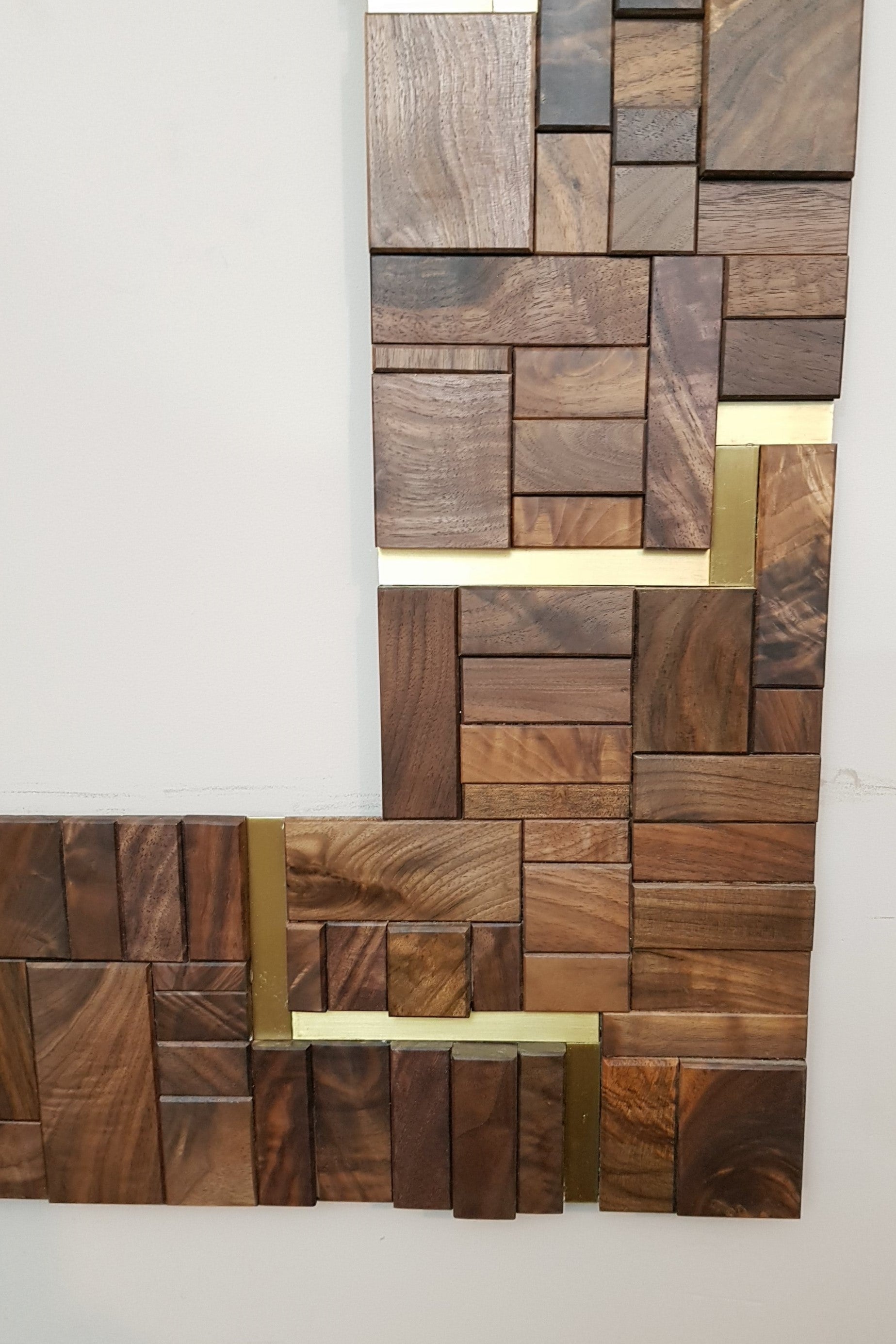 Large centrepiece statement mirror frame in figured walnut and brass