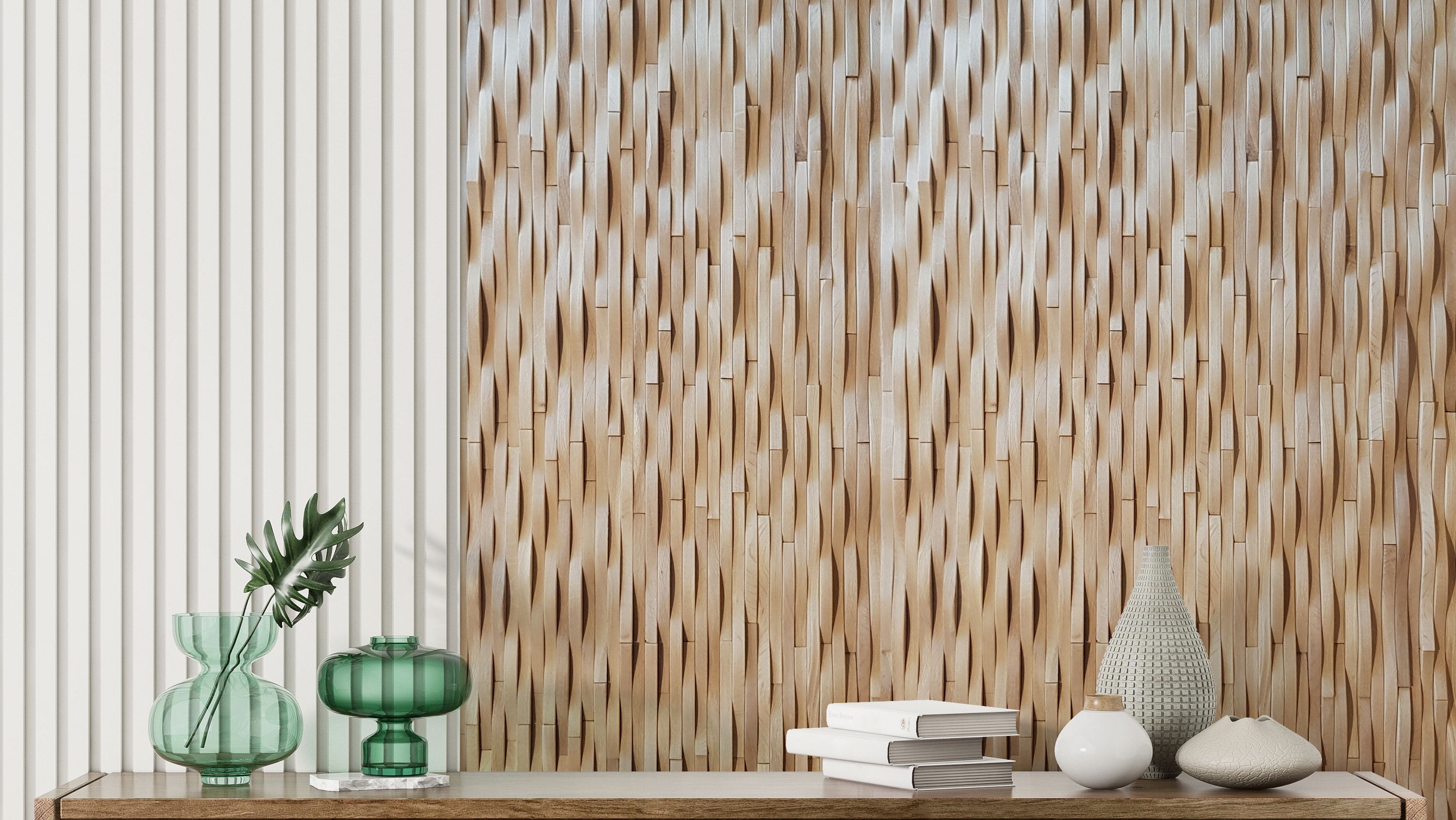 3d wall apenl cladding in oak