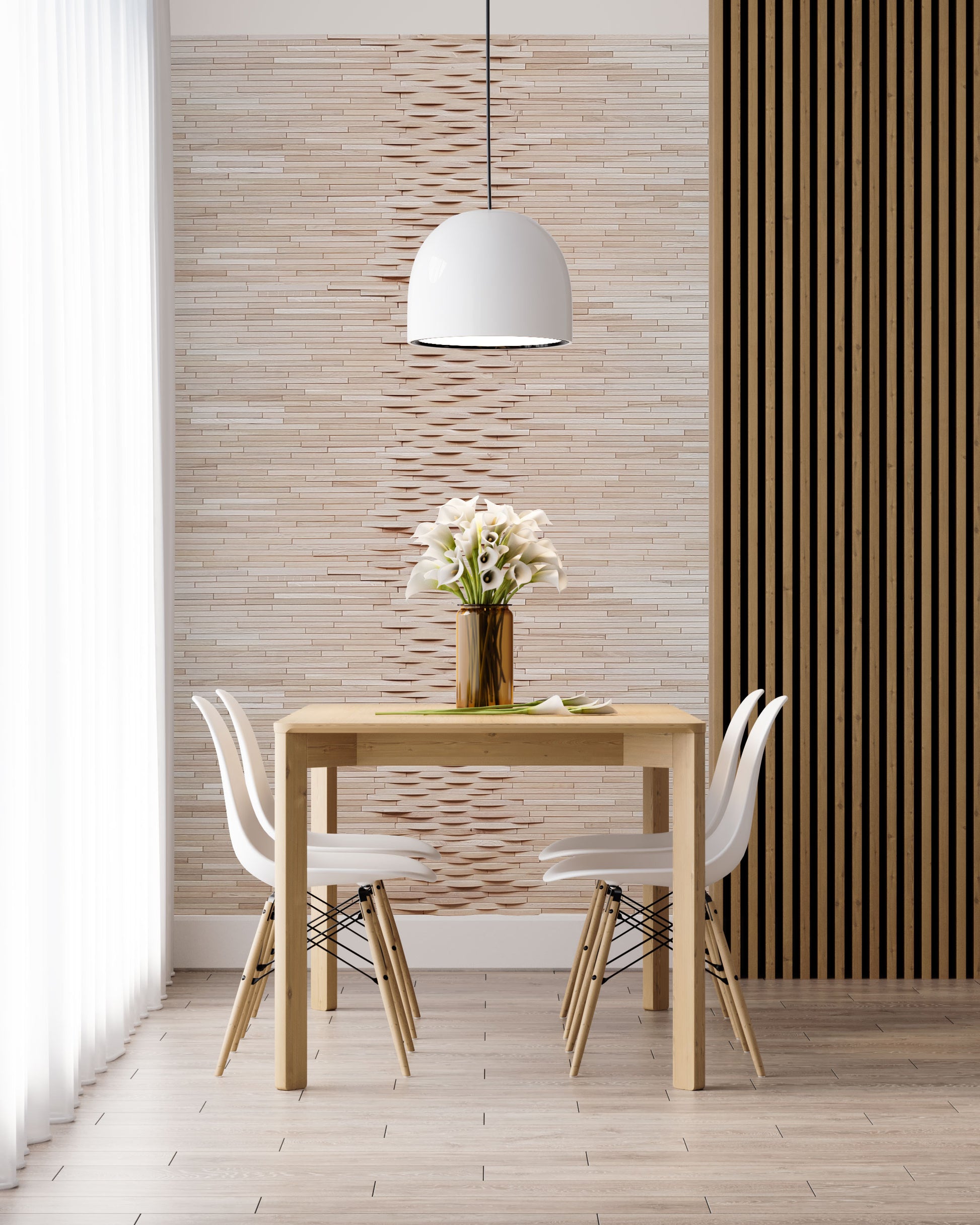 living room feature wall decorative surface in 3d oak 