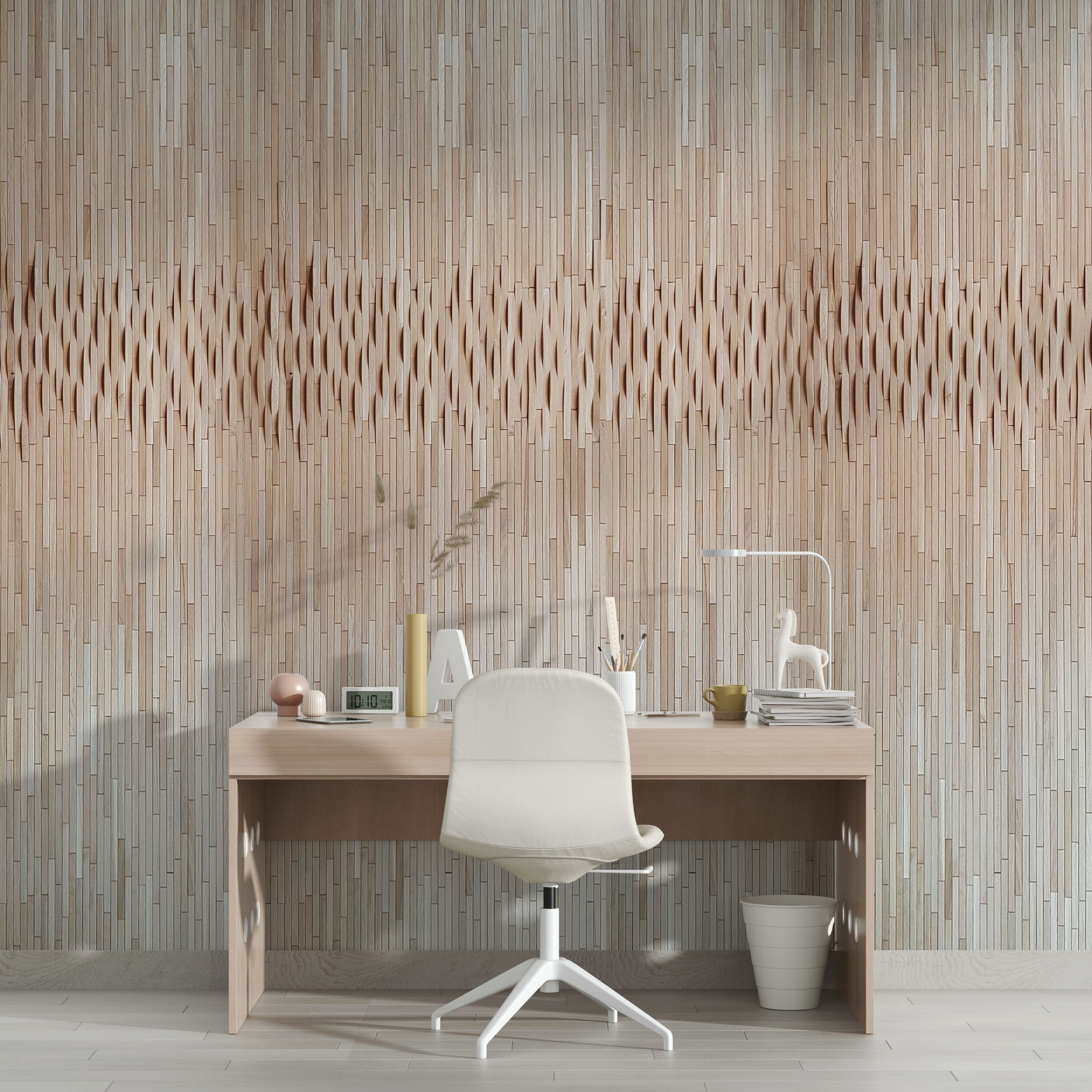 3d wavy pattern oak wall tiles interior design 