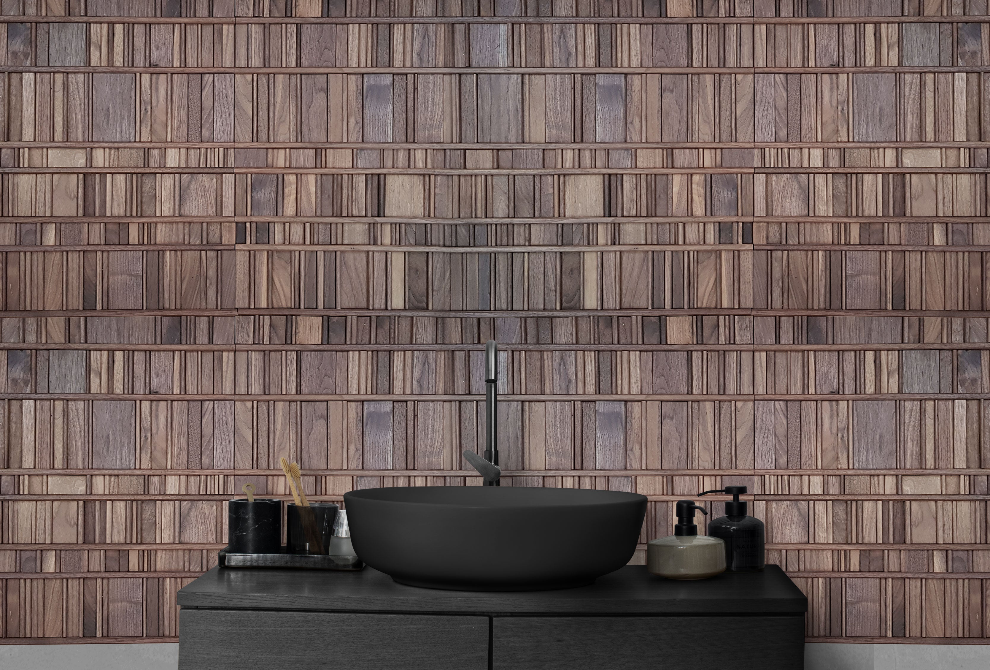 walnut mosaic wall panel 